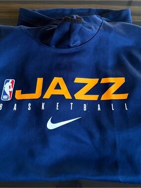 Utah Jazz Basketball Nikr Navy and Gold Sleeveless Hoodie  Pullover